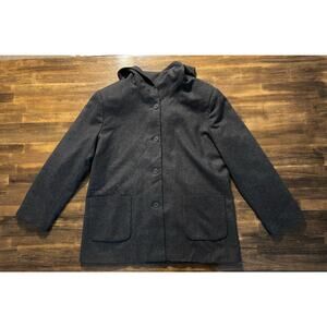 Sandro Women's 16 Wool Coat Hooded Jacket Lined Classic Pockets Vintage Grey